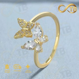TB Feminino Moda Anel Borboleta Ajustável com Glitter - Dourado e Prateado em Oferta na Shopee