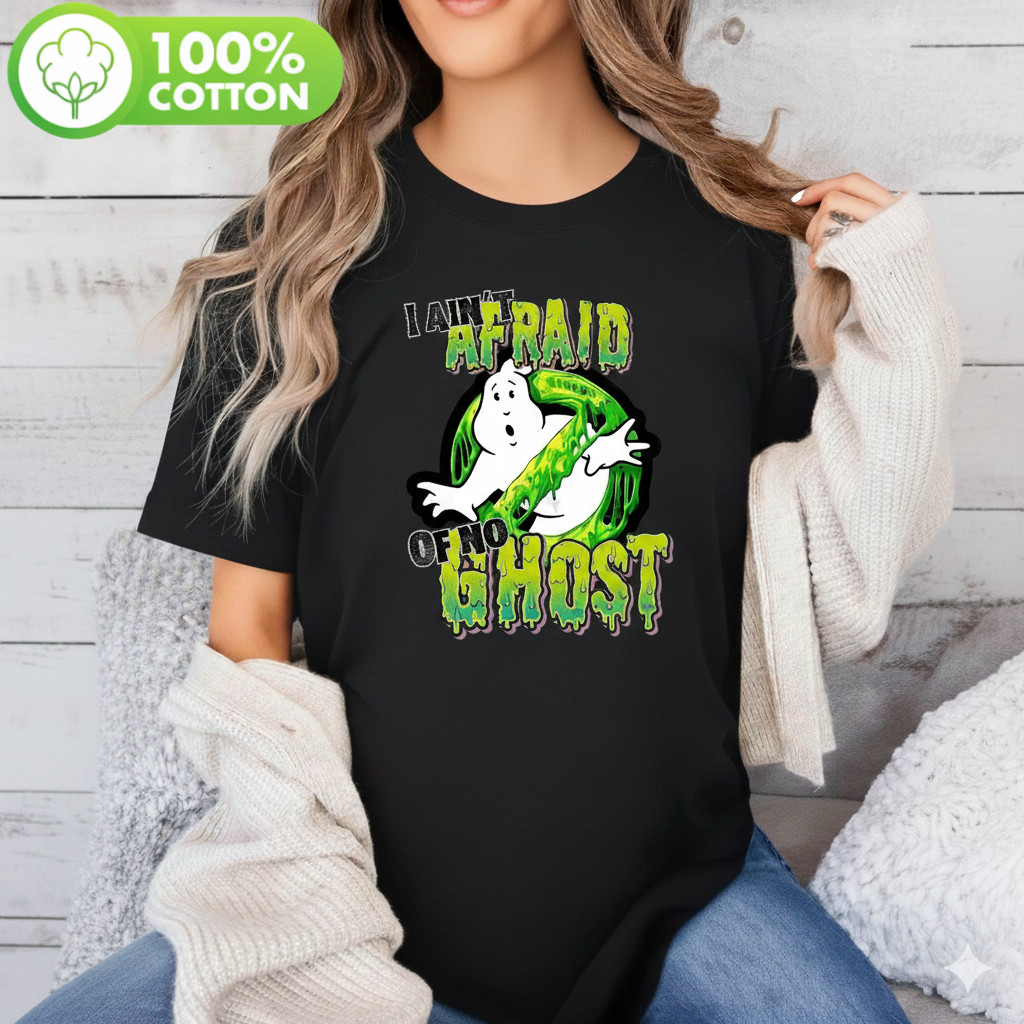 Camiseta Ghostbusters Ain't Afraid Of No Ghost Slime Classic Retrô Vintage Divertida Estilosa Moda Casual
