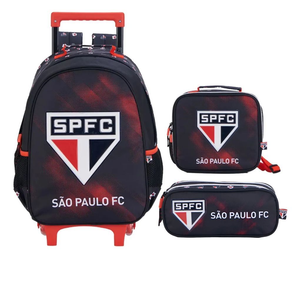 Kit Escolar São Paulo Reforçado Rodinhas Mala Spfc