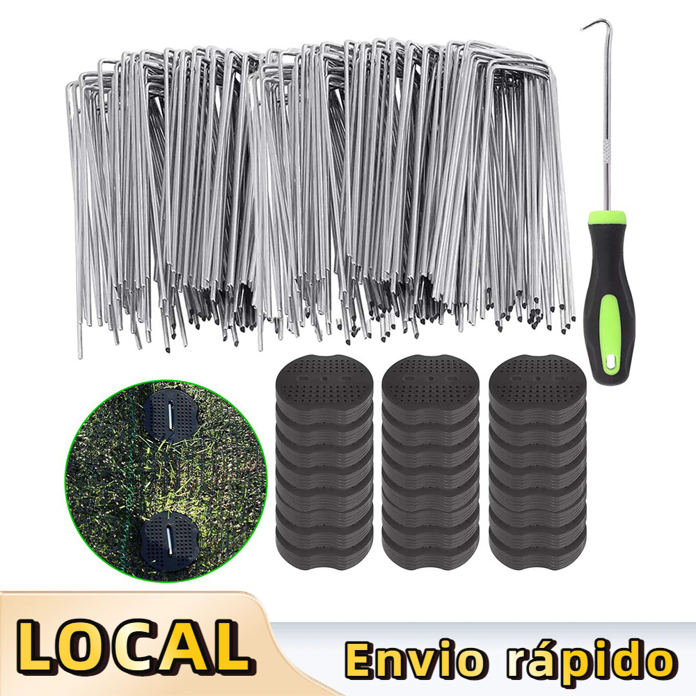 100 Peças Estacas De Jardim Galvanizadas Grampos De Estacas 15cm Forma De U 100 Gaxeta Gramado