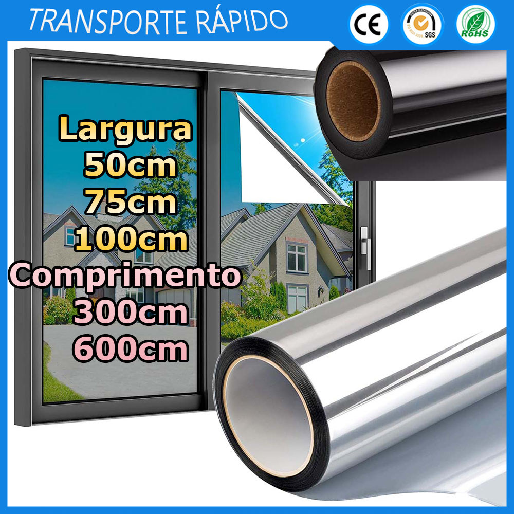 Película de privacidade unidirecional janelas resistente ao sol e aos raios UV película refletora diurna 50-100cm 3-6m