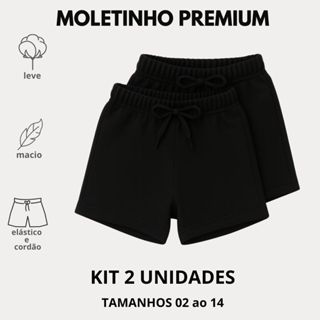 Kit 2 Shorts Moletinho Infantil Menino Preto Leve Confortável Elástico e Cordão em Oferta na Shopee