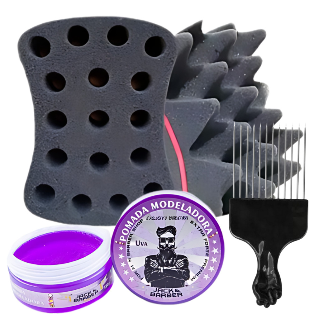 Esponja Nudred Dupla Enrolar Cabelos P 12mm + cera + Pente Afro em Oferta na Shopee
