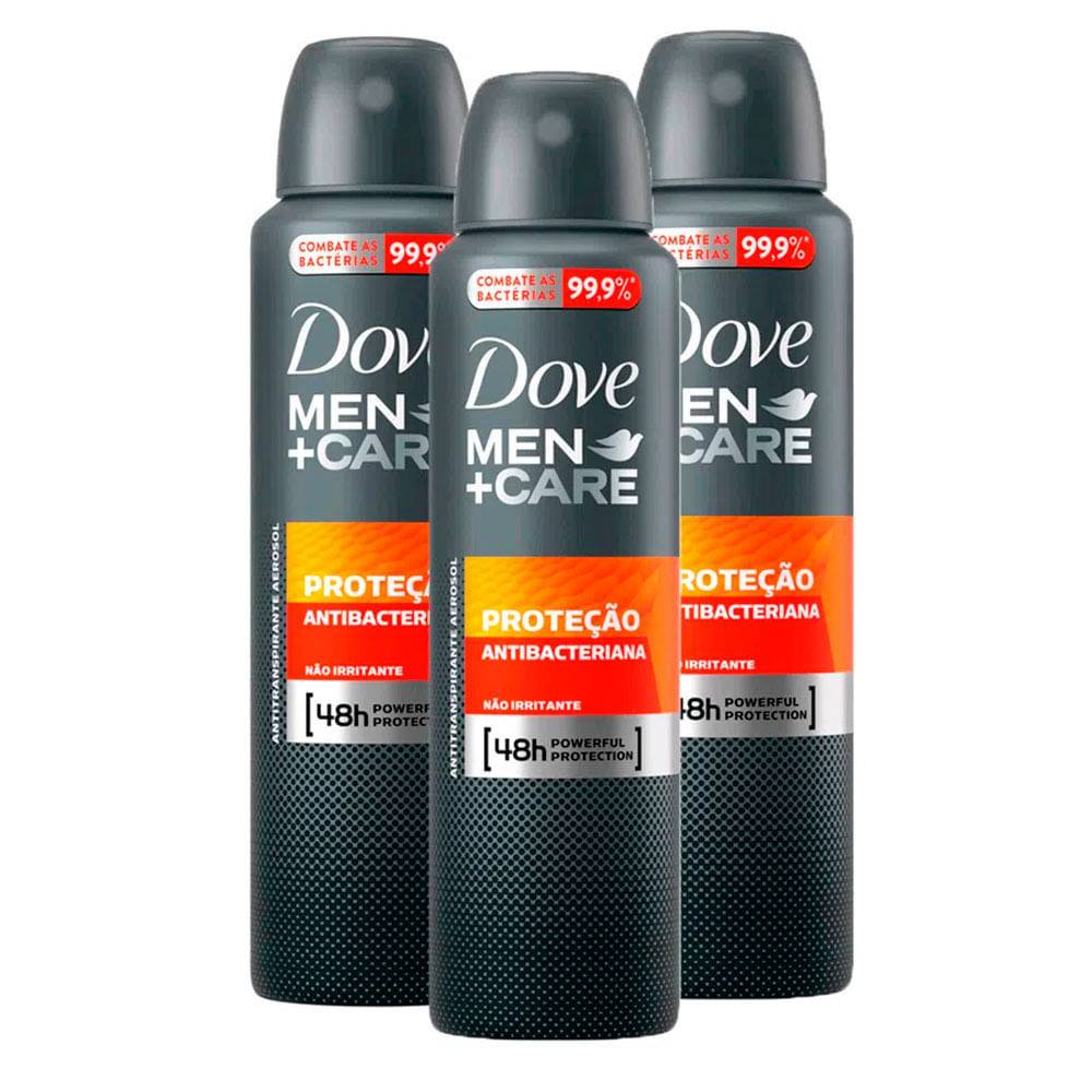 Kit 3 Desodorante Dove Men + Care Antibac Aerosol Antitranspirante 48h com 150ml em Oferta na Shopee