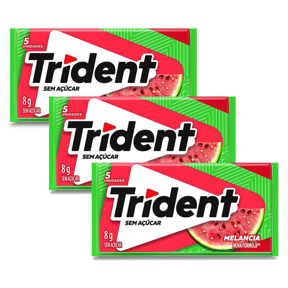 Kit 3 Chiclete Trident Melancia 8g com 5 Unidades