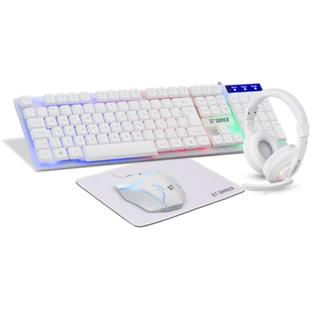 Kit GT Gamer Headset + Teclado + Mouse + Mousepad Branco em Oferta na Shopee