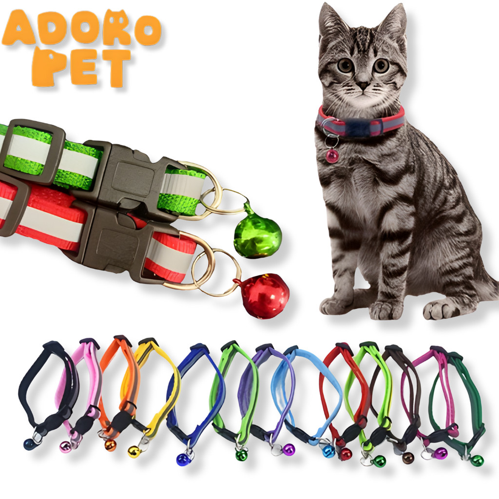 Coleira Pet Gato e Cachorro Pequeno Coleira Ajustável Refletiva Sino Grátis Presente para Seu Pet