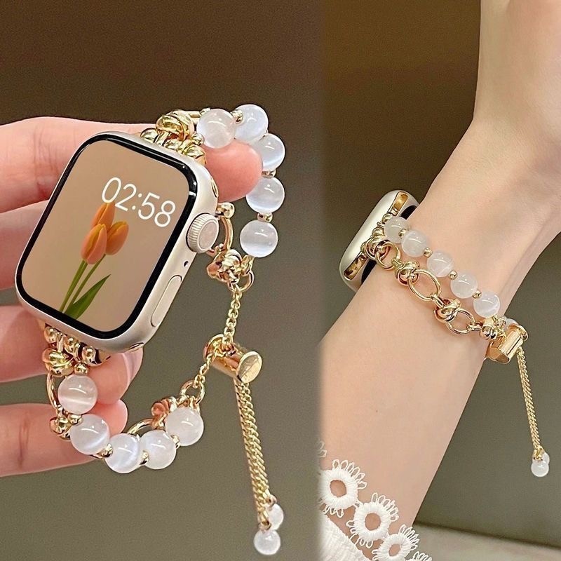 Pulseira De Metal Para Apple Watch Série 10 42mm 46mm 9 8 7 6 5 4 se 3 Corrente De Contas De Opala Eu Assistir 44mm 40mm em Oferta na Shopee