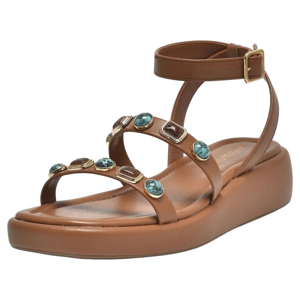 Sandalia Feminina Flatform Casual Fecho Fivela Via Marte