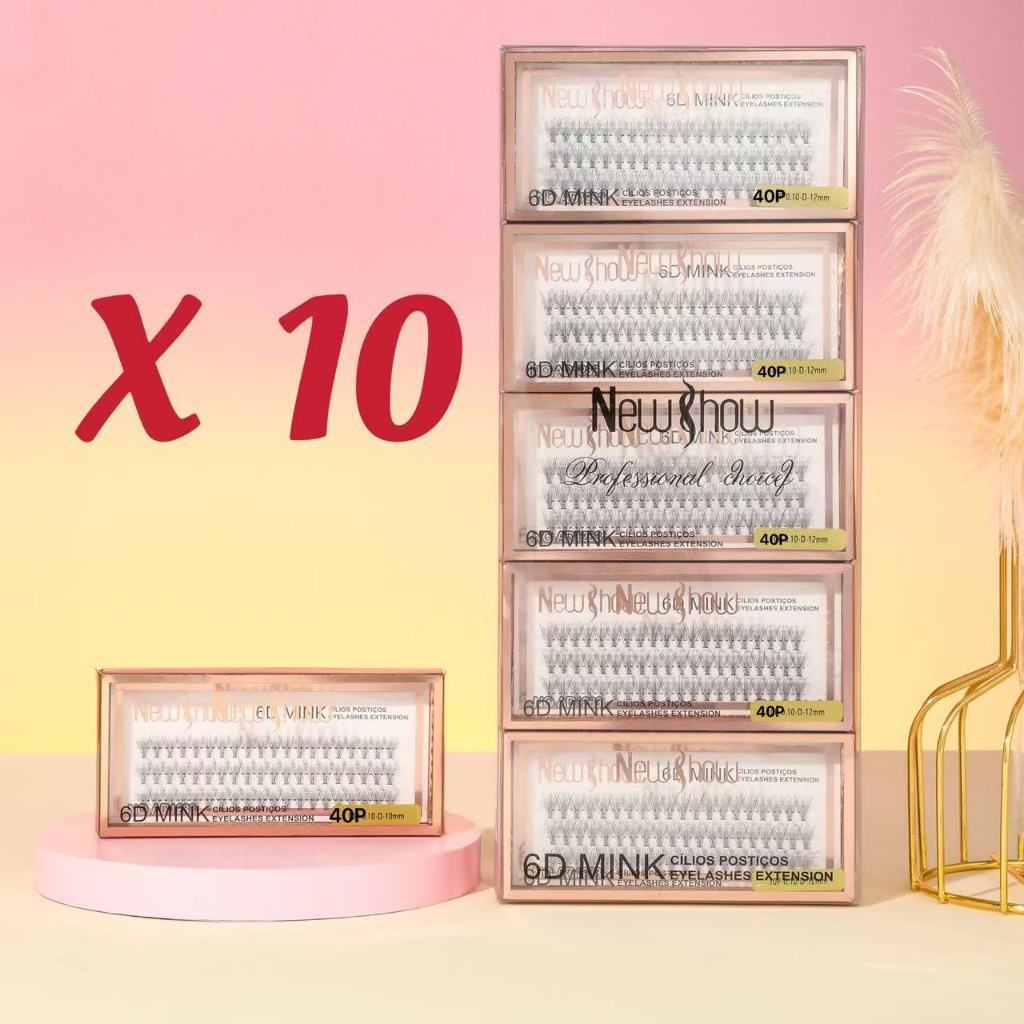 GGUAN Oficial New Show KIT 10 Caixas Cílios Postiços 6D MINK -40 P- Tufos sem Nó