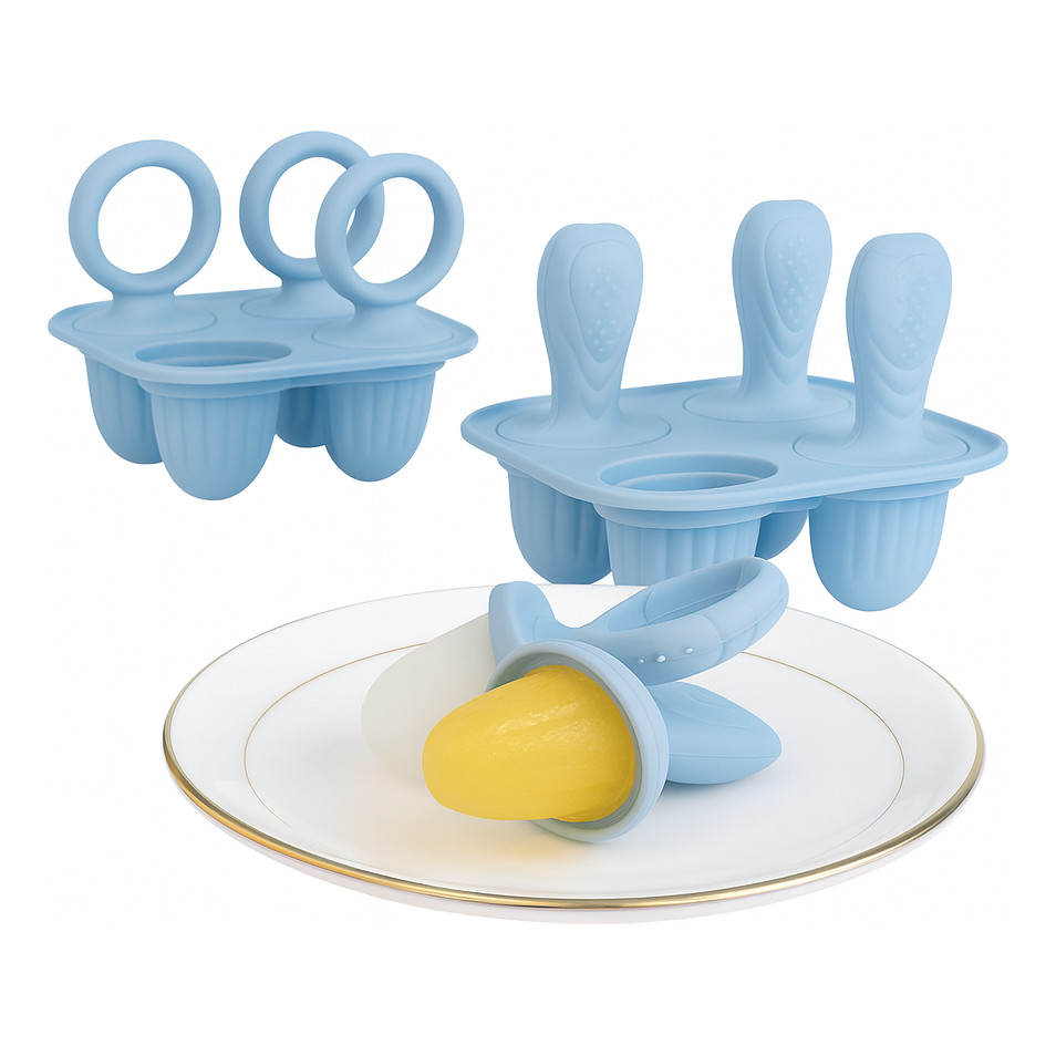 Kit Forma De Picolé Mordedor Bebê Silicone Premium Livre Bpa Free