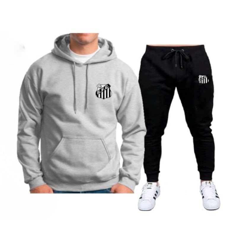 Conjunto moletom canguru masculino feminino time baixada santista