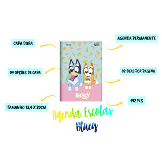 Agenda Escolar Permanente Bluey 13,4x20cm 192 fls Decoradas Capa Dura em Oferta na Shopee