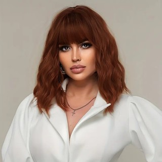 Peruca Orgânica Ondulada Com Franja Fibra Premium Lindíssima Top Hair MILA-30# em Oferta na Shopee