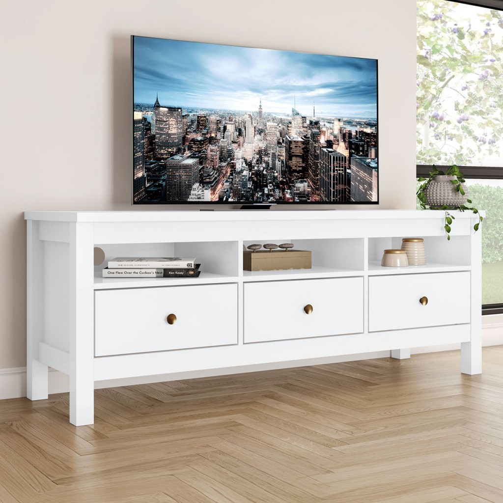 Rack Para TV Até 65 Polegadas Indiana 3 Gavetas - Henn em Oferta na Shopee