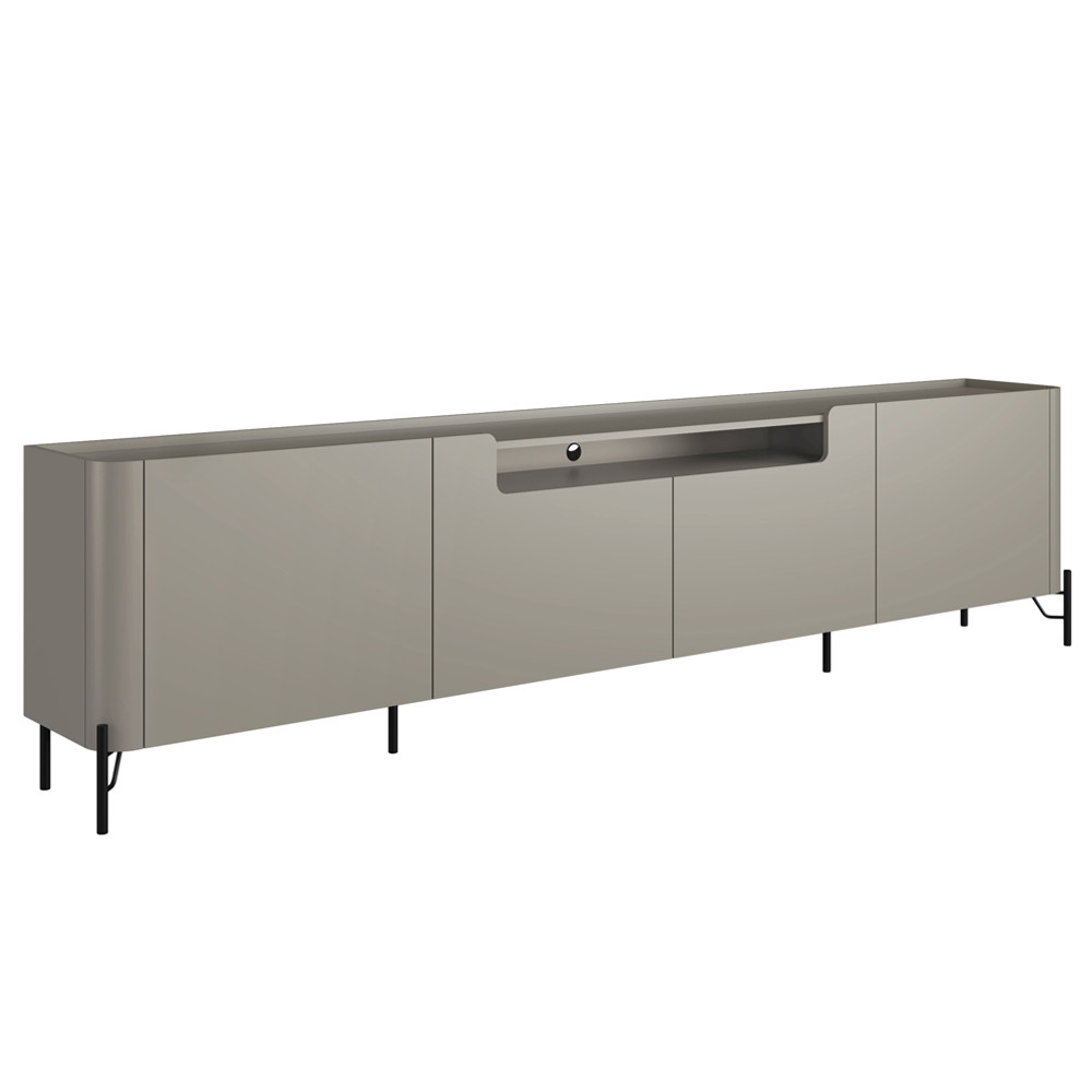 Rack Para Sala de Estar TV 85 Pol 4 Portas Pés Industrial Preto Alef I03 Grigio - Lyam Decor