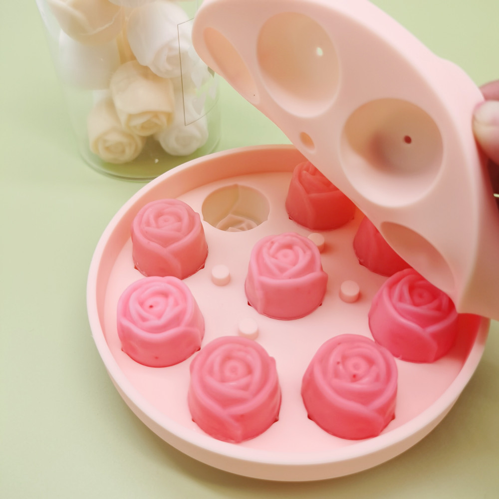 Forma de Silicone de Cubos de Gelo em Forma de Rosa - Molde de Gelo para Whisky de Grau Alimentício para Congelamento