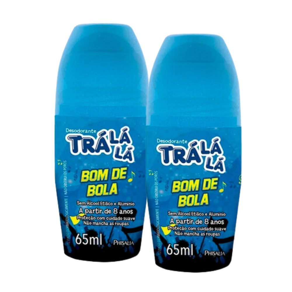 Kit 2 Desodorante Infantil Trá Lá Lá Bom de Bola Roll-on 65ml em Oferta na Shopee