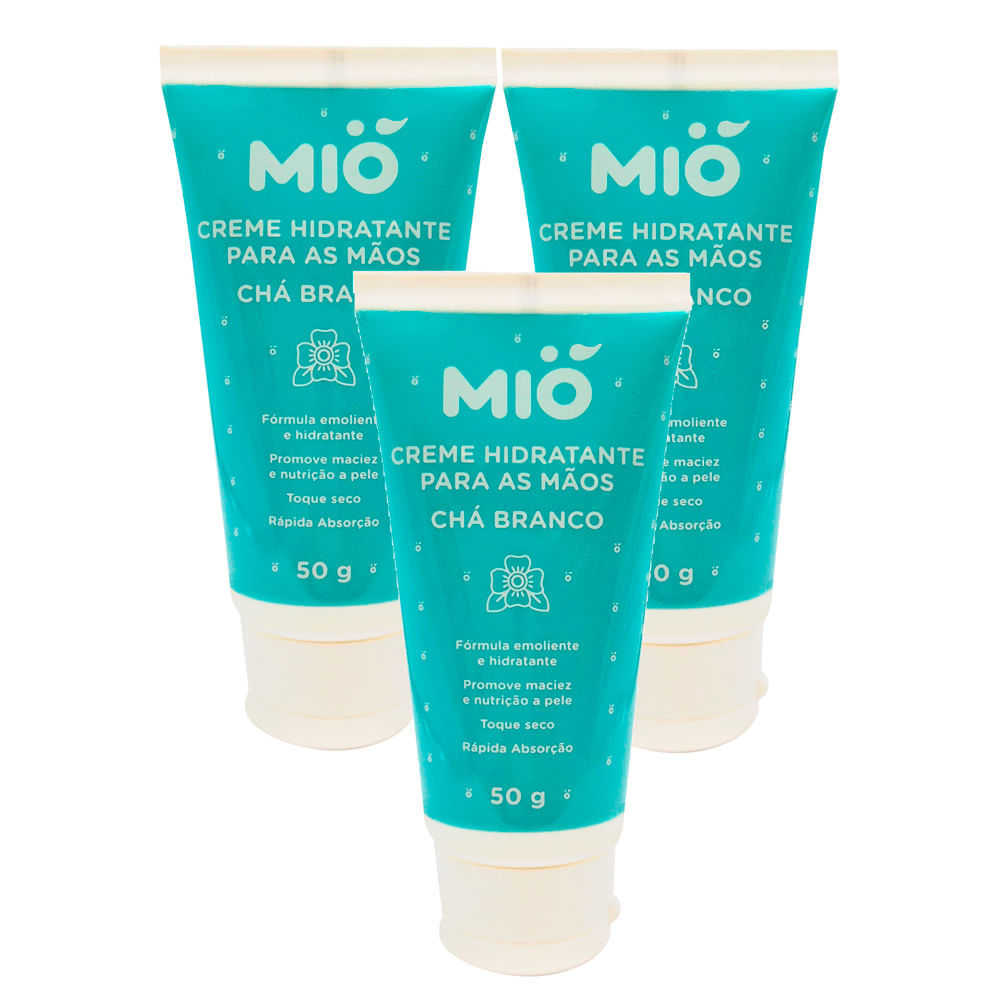 Kit 3 Creme Hidratante Mió para as Mãos Chá Branco 50g em Oferta na Shopee