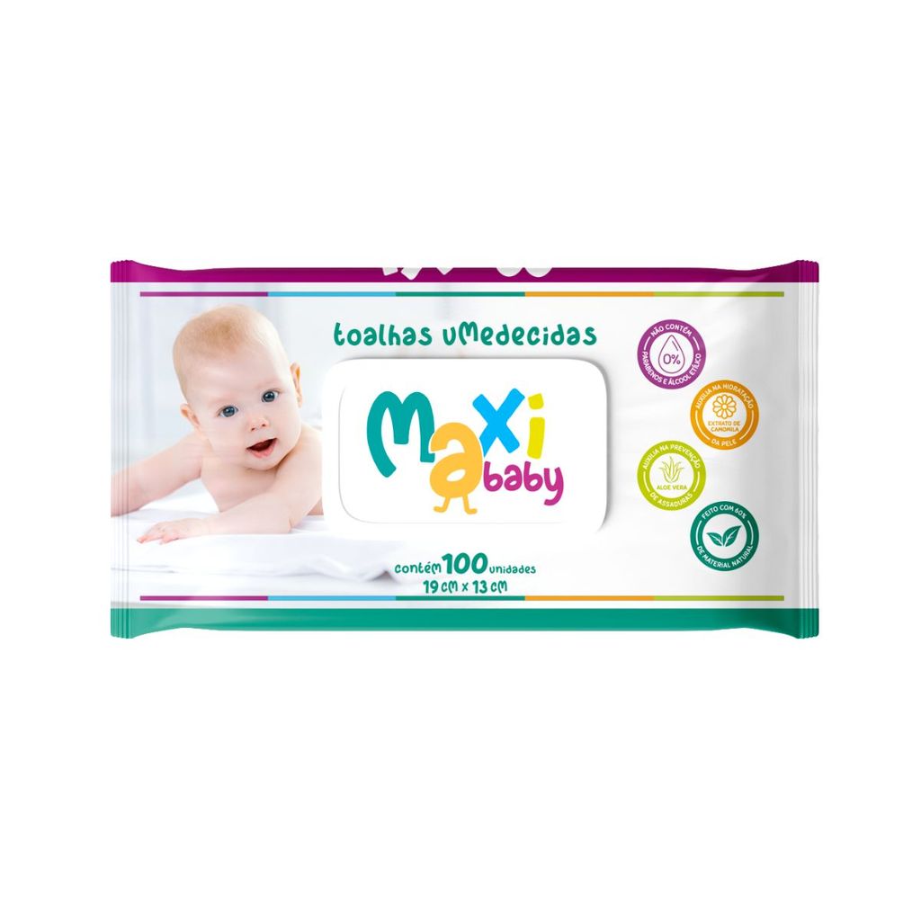 Toalha Lenço Umedecido Hipoalergênico Bebê 100un Maxi Baby em Oferta na Shopee