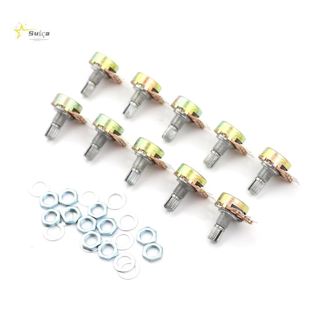 Awhrtwb 10 Peças 100K Ohm Potenciômetro Rotativo Cônico Linear Pote De Painel B100K 15mm 3 Pinos WH148 Novo