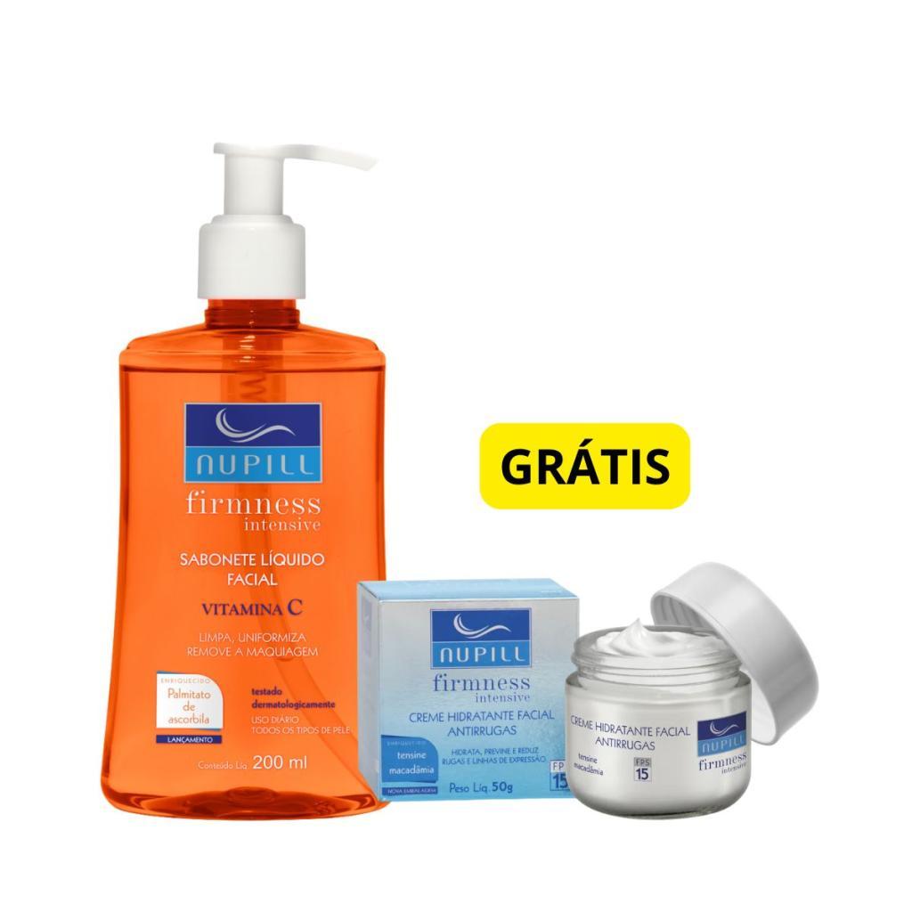 Kit Nupill Sabonete Facial Vitamina C 200ml + Creme Antirrugas FPS15 Tensine e Macadâmia 50g em Oferta na Shopee