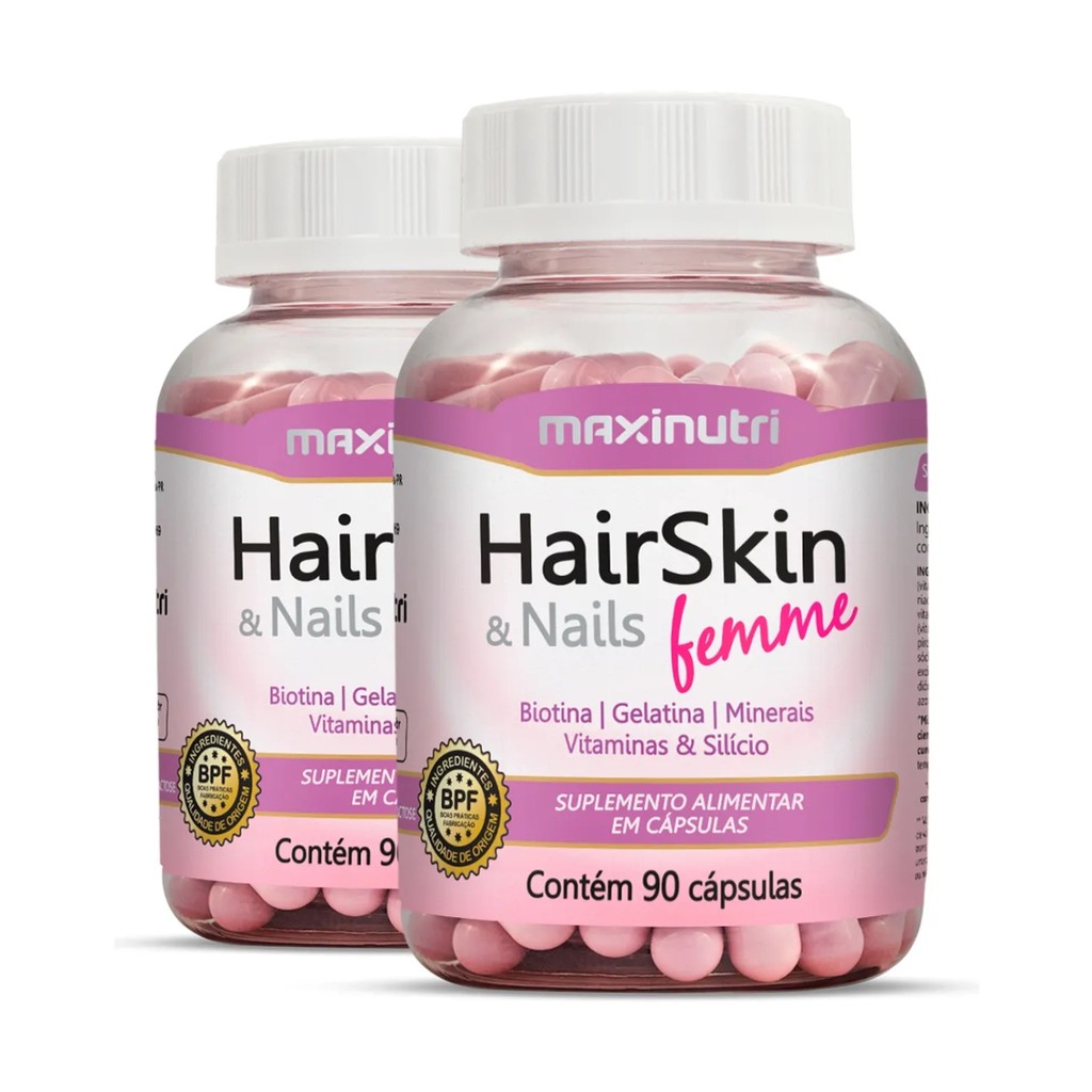 Kit 2 HairSkin & Nails Femme Biotina 90 Cápsulas - Maxinutri
