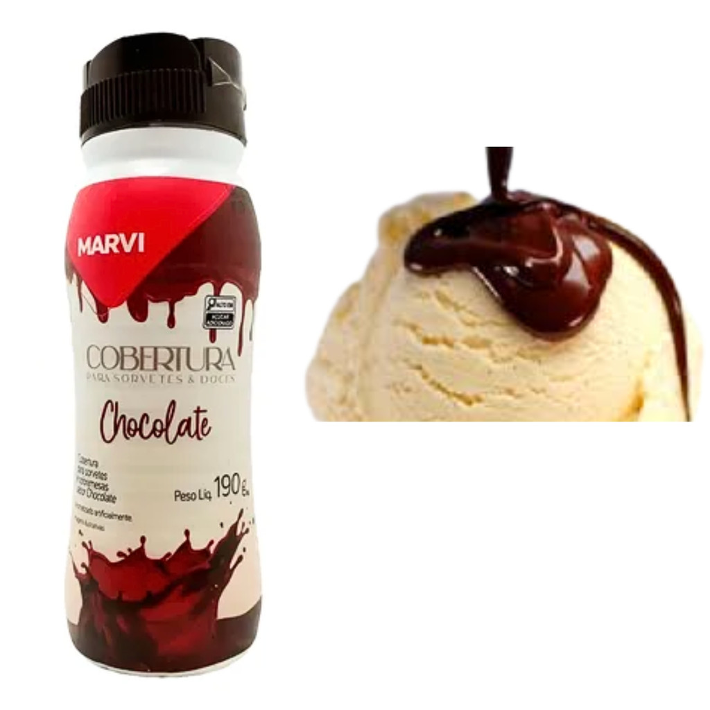 Cobertura para Sorvete e Sobremesas Chocolate Marvi 190g