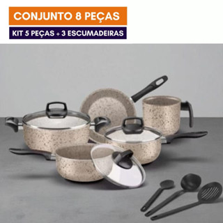 Kit de Panelas 8 Peças Teflon Tampa Vidro Antiaderente Sofisticação e Performance na Sua Cozinha em Oferta na Shopee