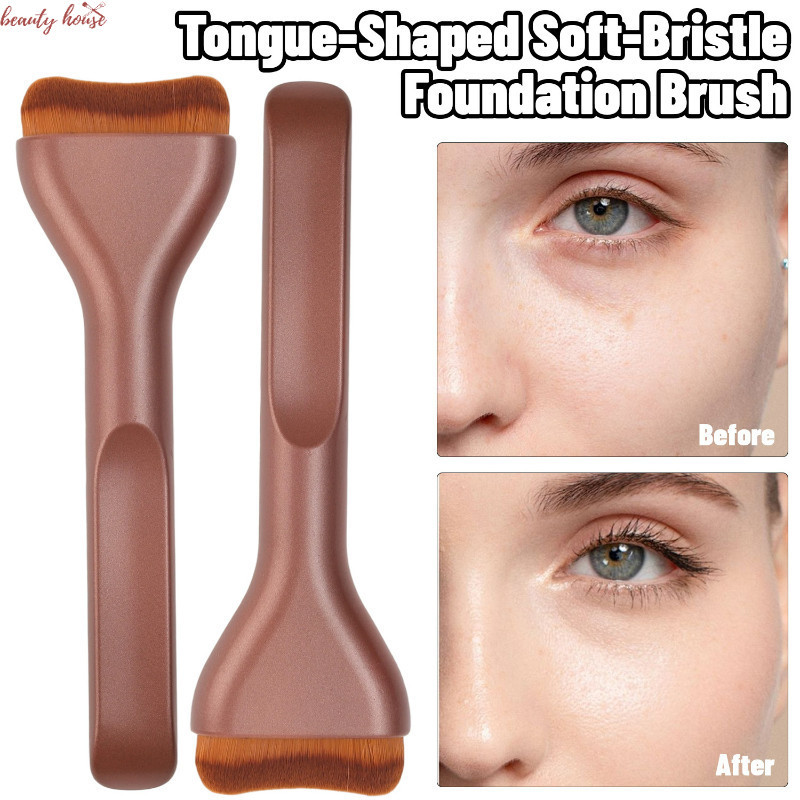 Pincel De Base Ultrafino E Alargado Em Formato De Língua-Ferramenta De Maquiagem-Contorno Facial De Pele Macia Sem Costu