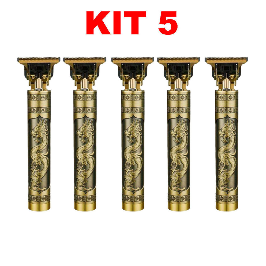 Trimmer Máquina de Acabamento Dragão Dourado sem fio profissional para cabelo e barba masculina Kit 5 alex