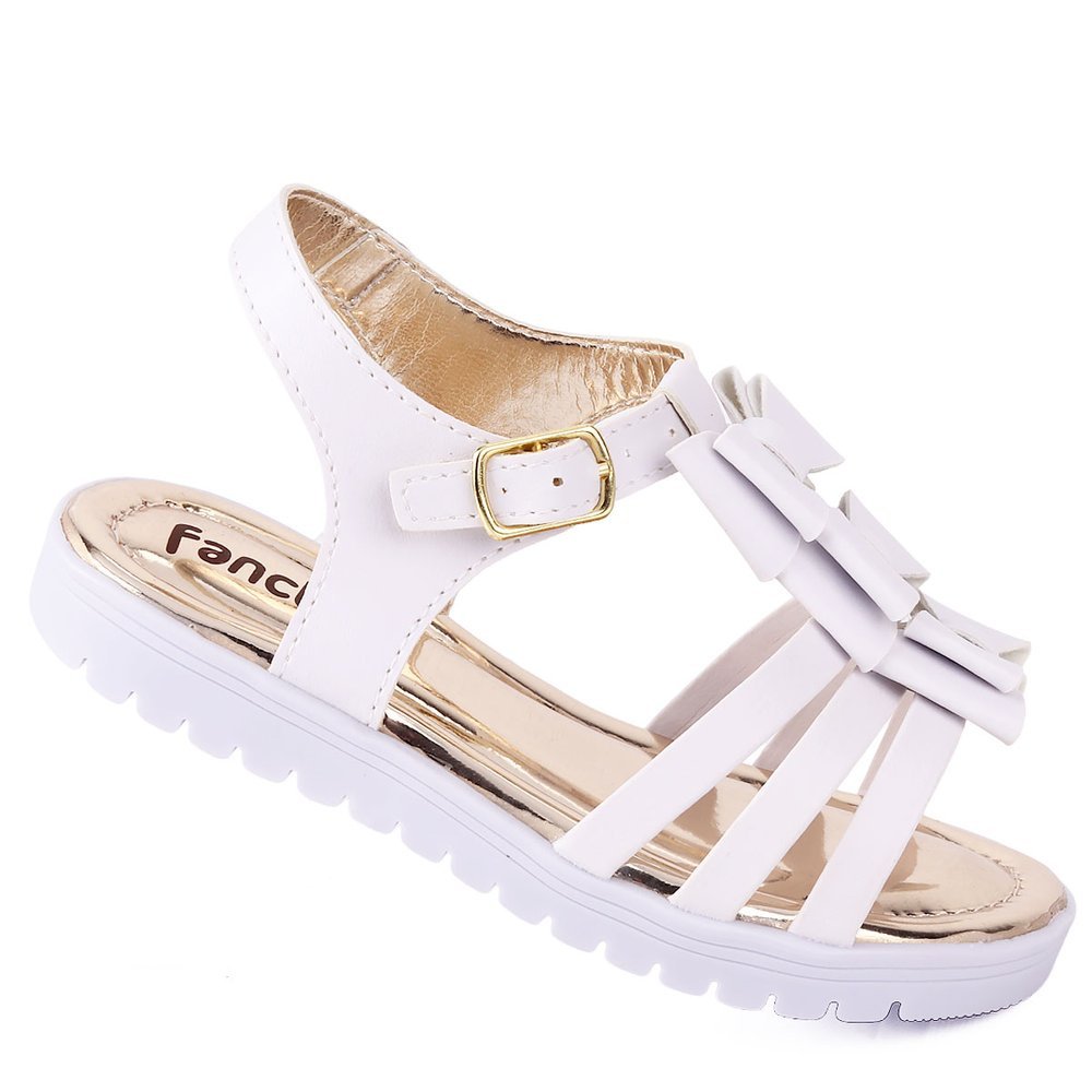 Sandália Infantil Feminina De Tiras Com Laço Fanclub - Branco em Oferta na Shopee