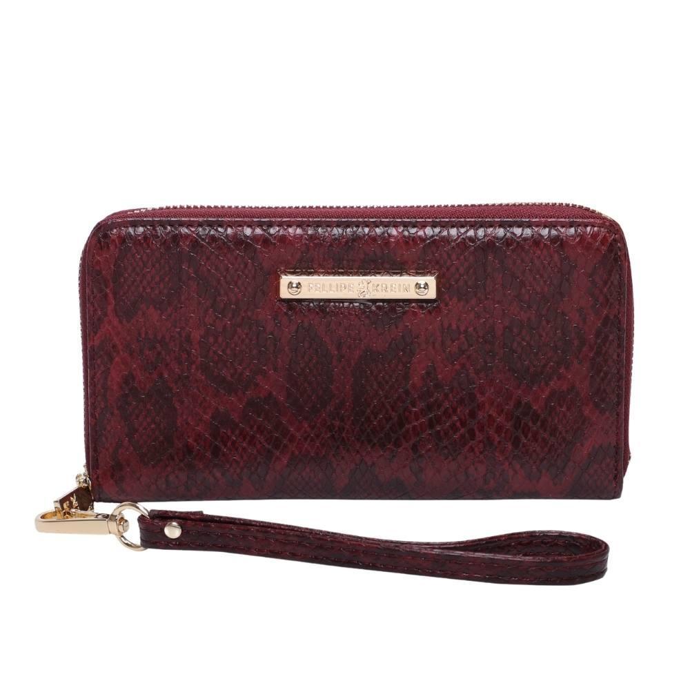 Carteira Alça de Mão Grande Fellipe Krein Aw23 FK586 - Vinho em Oferta na Shopee