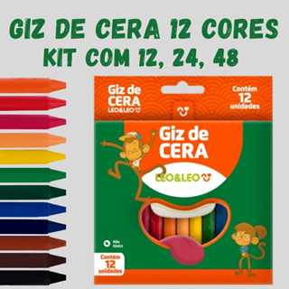 Giz de Cera 12 Cores Kit 12 24 48 Unidades Escolar Infantil Desenho Arte Papelaria Coloridos Não Tóxicos em Oferta na Shopee
