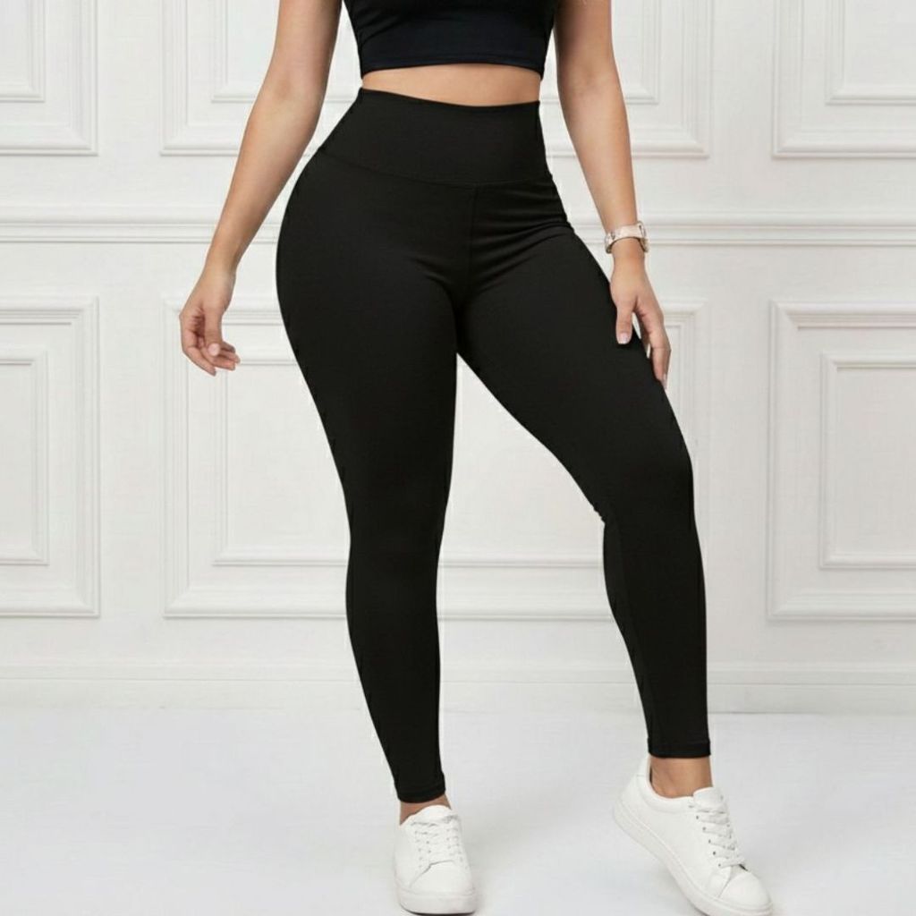 Calça Legging Cotton Feminina Cintura Alta Moda Fitness e Casual Legging Academia Zero Transparência