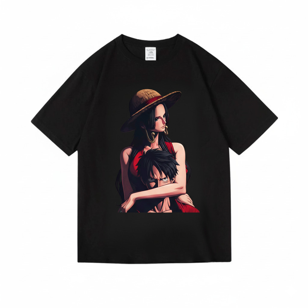 Camiseta Unissex One Piece Luffy Boa Hancock Anime Fan Art Estampada Estilosa Confortável Divertida Casual