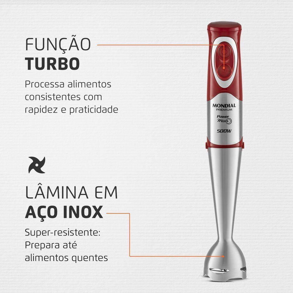 Mixer Premium Mondial M-10 500W Vermelho Com Inox 220V — imagem 2 de 2