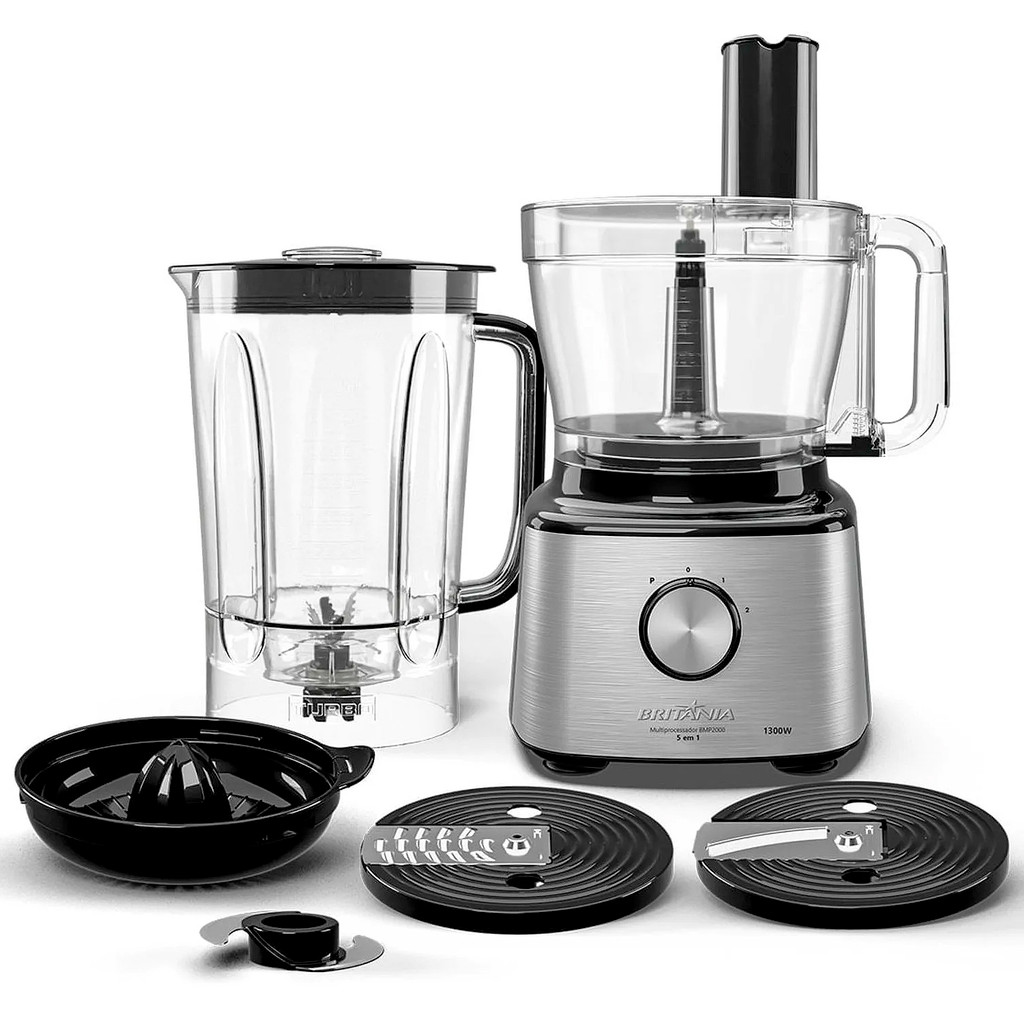Multiprocessador Britânia Multifunções 5 em 1 1300W BMP2000 Liquidificador Processador Triturador em Oferta na Shopee