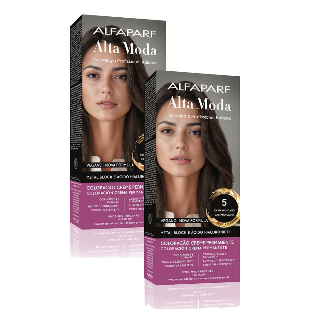 Kit 2 Tintura Creme Altamoda Alfaparf Chá Escuro 5 Kit