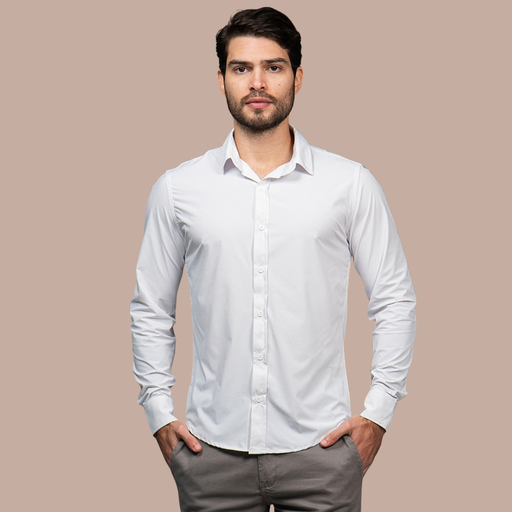 Camiseta Social Manga Longa Masculina Tech Slim Premium