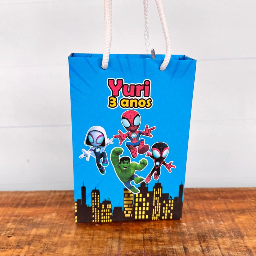 Sacolinha Personalizada Spidey e Seus Amigos Espetaculares | Pegue e Monte | Lembrancinhas | Festa | Aniversário