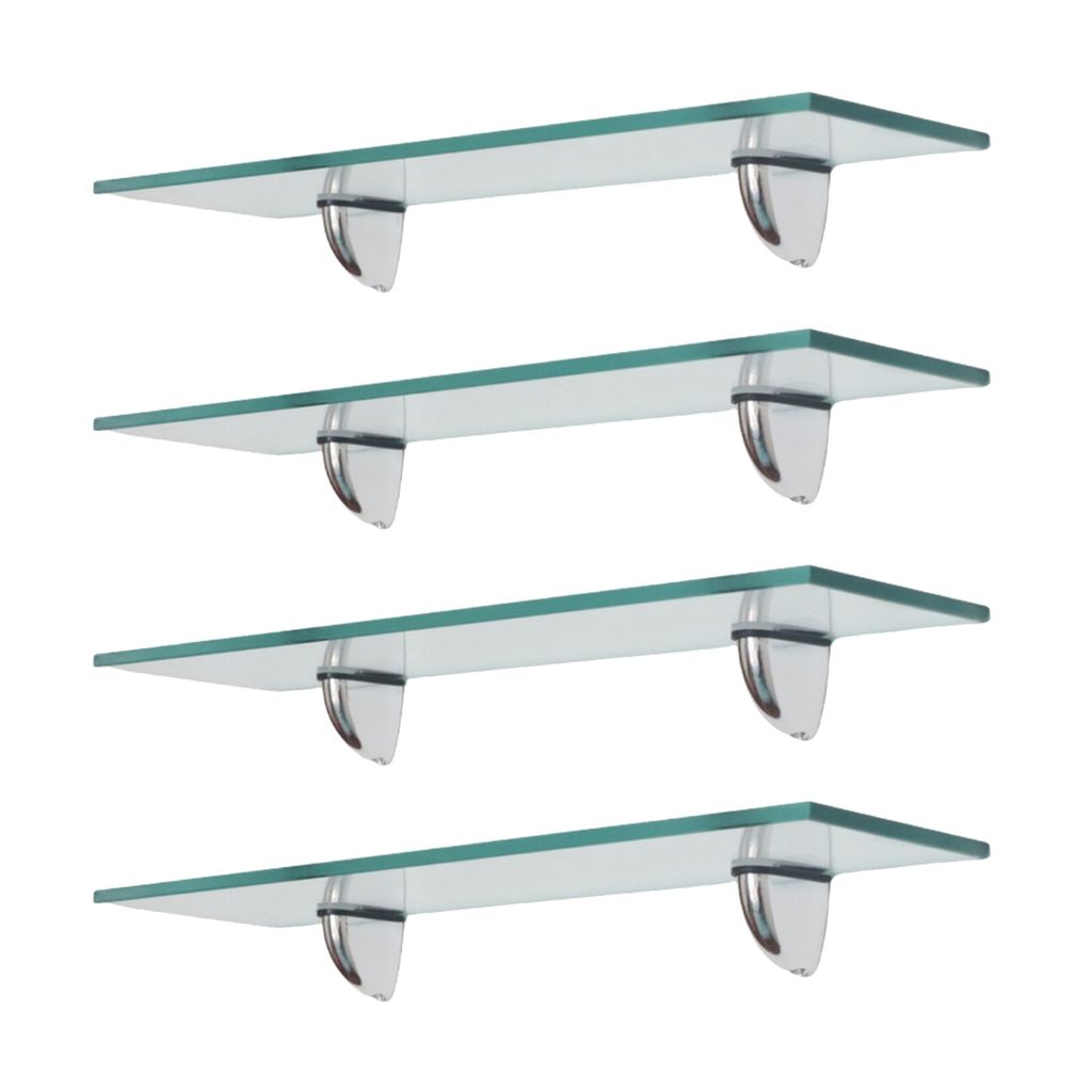 4 PRATELEIRAS VIDRO 80CM X 15CM X10M INCOLOR SUPORTES TUCANO