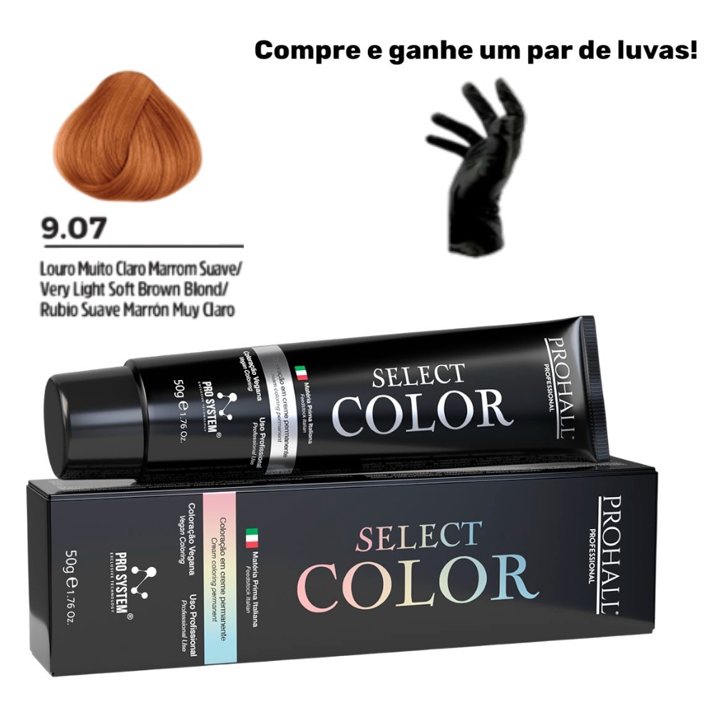 Coloração Permanente Select Color Nº9.07 Louro Ruivo Suave Prohall 50g