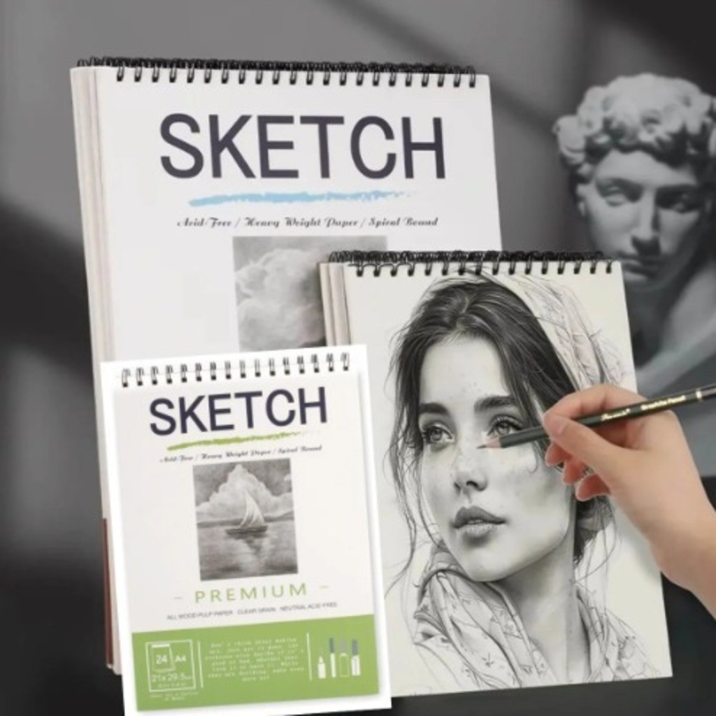 Caderno Artístico A4/A3 – Papel Branco Liso para Desenho, Esboço e Atividades Escolares em Oferta na Shopee