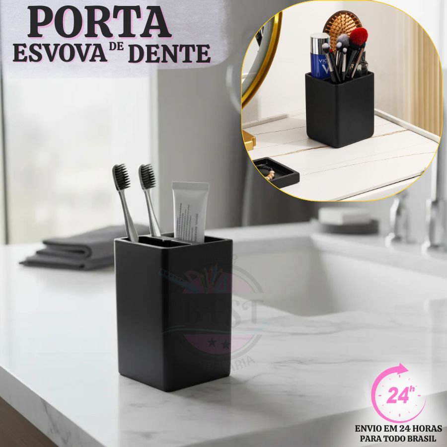 Porta Escova De Dente Quadrada De Plástico P/ Banheiro Creme Pasta De Dente