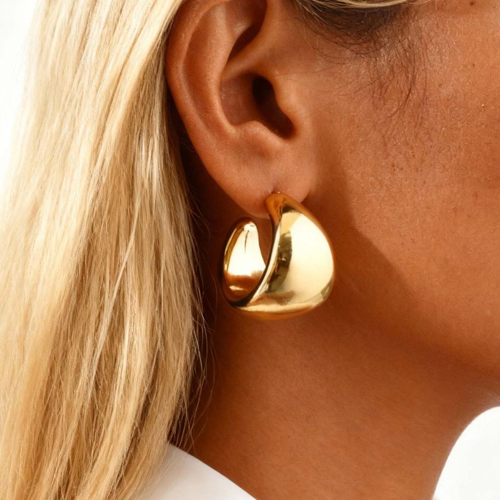 Vnox 3Pcs Irregular Geometric Chunky Huggie Earrings Gold Minimalist Earrings for Women Girl Daily & Party · foto 2