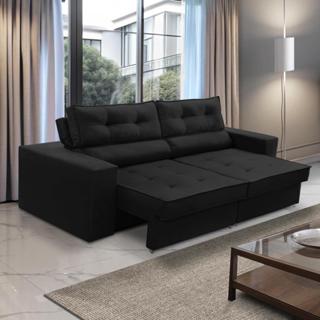 Sofá Retrátil e Reclinável 2 lugares 1,50m com Molas Mirela Suede Preto Adonai Estofados em Oferta na Shopee