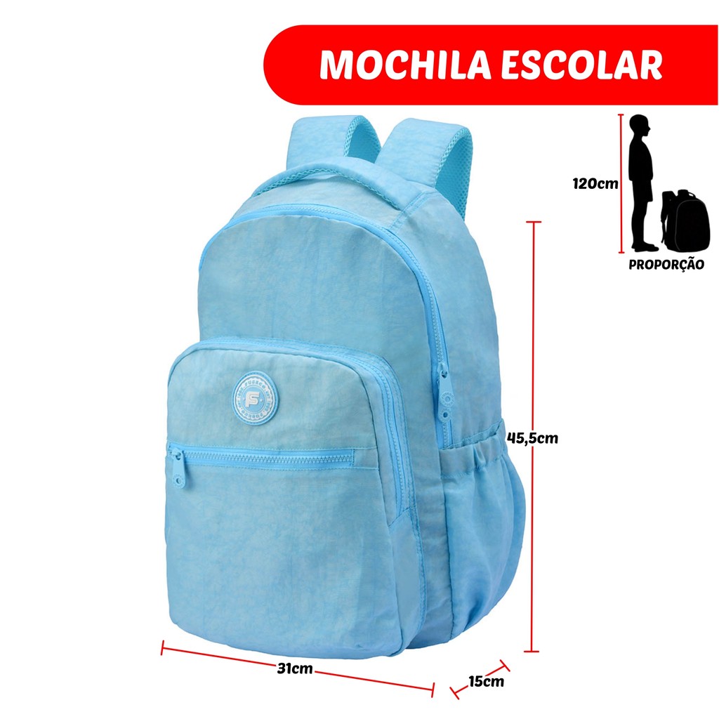 Mochila de Costas Infantil Juvenil Menina Feminina Escolar Resistente Espaçosa Grande Durável Zíper