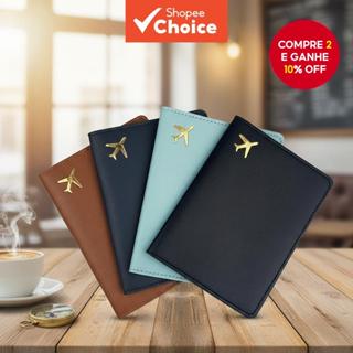 Porta-cartões de crédito e carteira para passaporte, em couro PU para viagens. em Oferta na Shopee