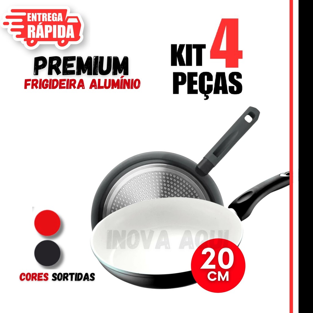 4/3/2/1 Unid Frigideira Antiaderente De Cerâmica 20cm c/Cabo Silicone Variáveis Utilidade Premium Multiuso